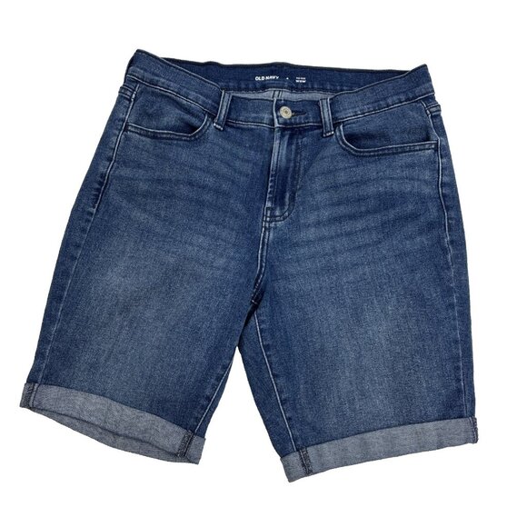 Old Navy Pants - Old Navy Women’s 4 Mid Rise Wow Denim Jean Shorts Blue Cuffed Stretch Casual